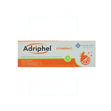 Ácido Ascórbico ADRIPHEL c/10 COMPS. EFERVS. Sabor Naranja 1 G.